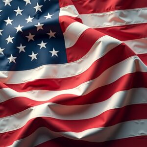 Close-up of waving American flag